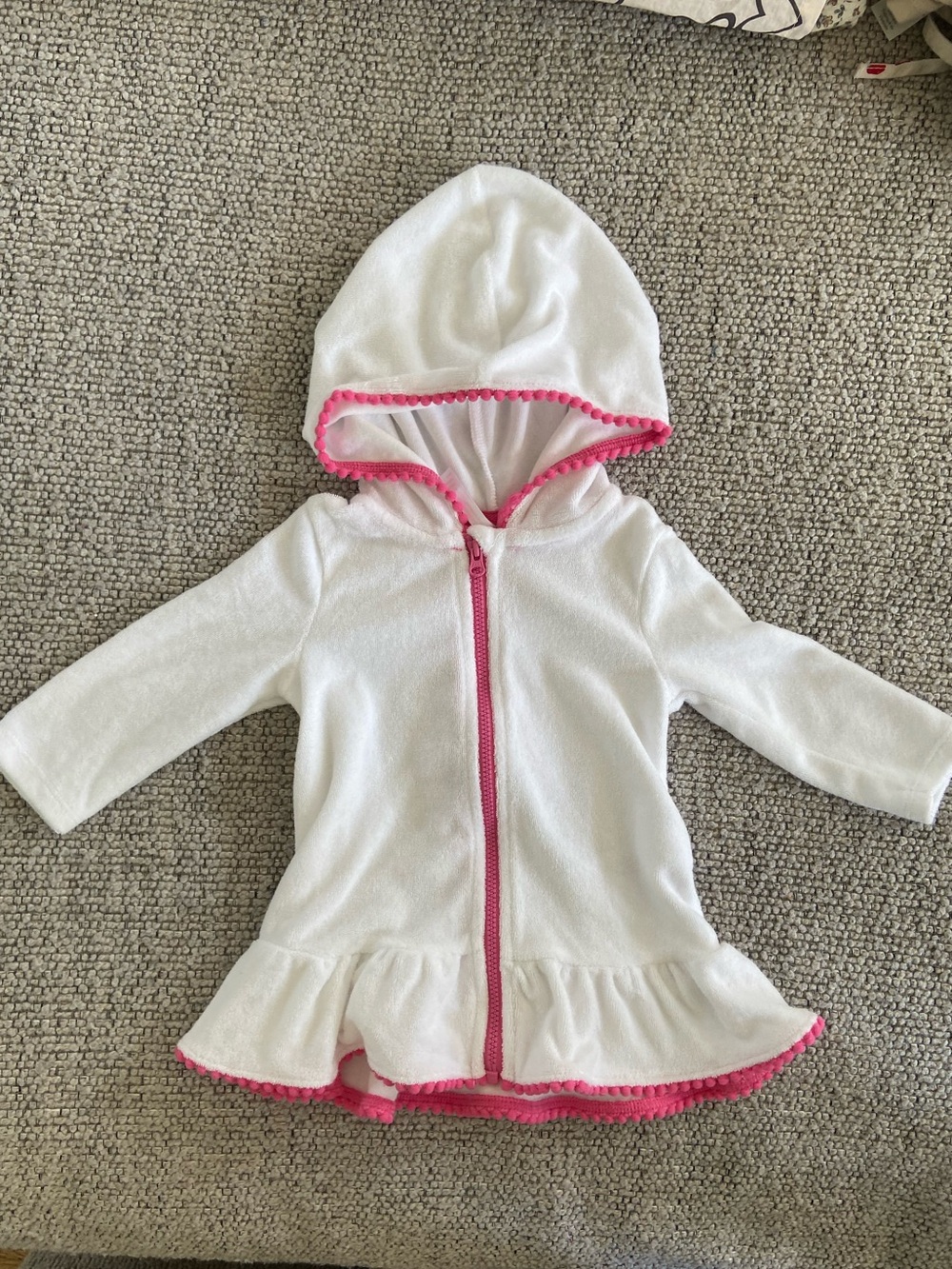 2/$10 Bundle - NWOT White Hooded Kids Swim Coverup with Pink Trim